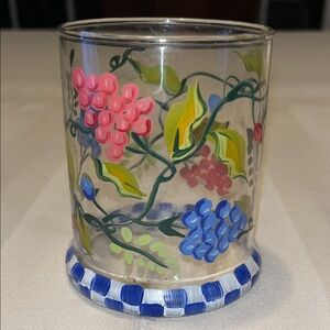 Vintage Hand-Painted Floral Glass Tumbler